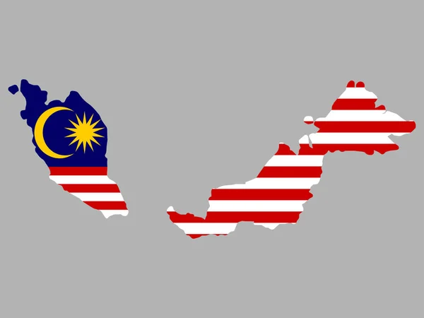 マレーシア地図旗ベクトル図Eps 10 — ストックベクタ