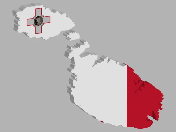 3d Malta Kaart Vlag Vector illustratie ps 10 — Stockvector