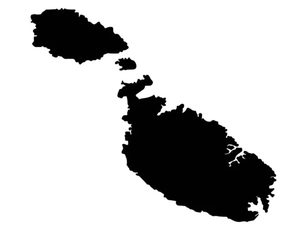 Malta Mappa Silhouette Illustrazione vettoriale Eps 10 — Vettoriale Stock