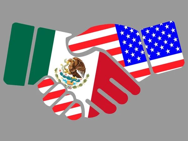 Mexiko und USA fahnen Handschlag-Vektor — Stockvektor