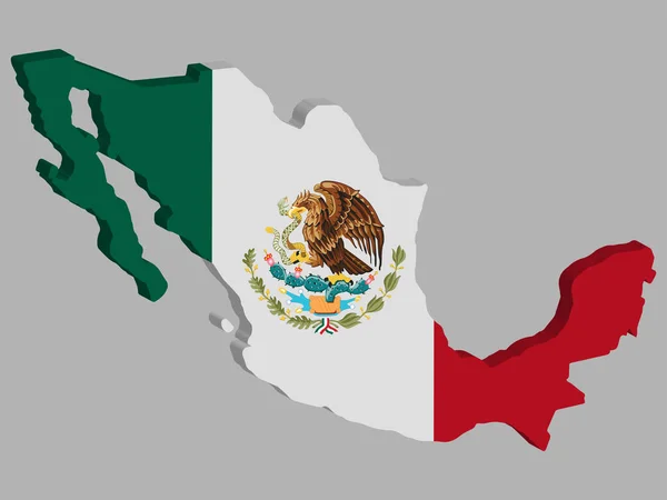 3D México Mapa Bandera Vector ilustración Eps 10 — Archivo Imágenes Vectoriales