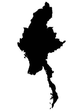 Myanmar haritası siluet vektör çizimi Eps 10