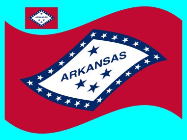 Arkansas 'ı Dalgala Bayrak Vektörü illüstrasyonu Eps 10