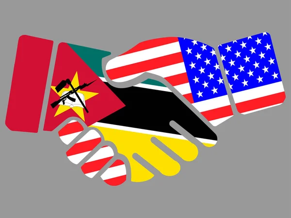 Mozambique y Estados Unidos banderas Handshake vector — Vector de stock