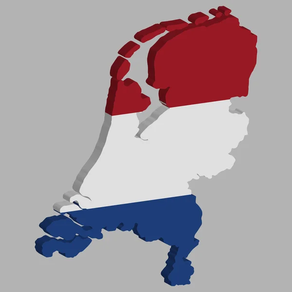 네덜란드 지도 플래그 벡터 3D 일러스트 EPS 10 — 스톡 벡터