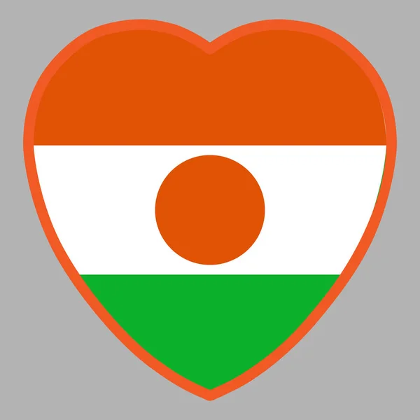 Bandera de Níger en forma de corazón Vector . — Archivo Imágenes Vectoriales
