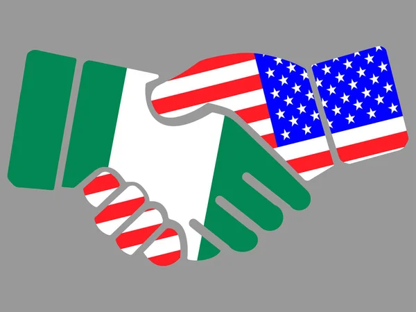 Nigeria und USA fahnen Handschlag-Vektor — Stockvektor