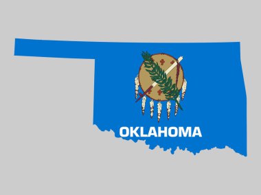 ABD 'nin Oklahoma Eyaleti Haritası Bayrak Vektörü illüstrasyonu Eps 10