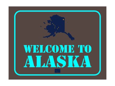 Bayrak haritası Vektör illüstrasyonlu Alaska tabelasına hoş geldiniz.