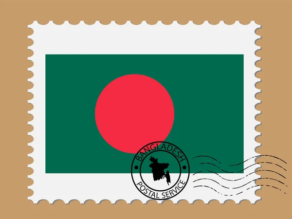 Timbre-poste du drapeau du Bangladesh Illustration vectorielle Eps 10 — Image vectorielle