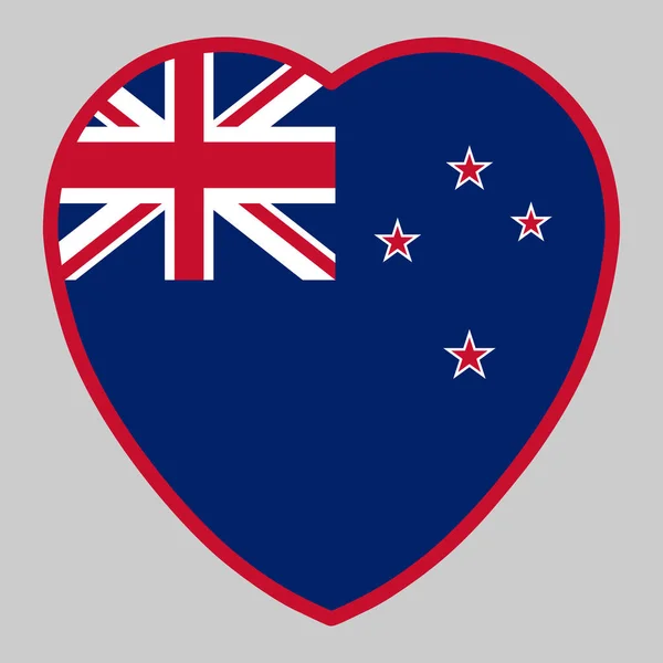 Drapeau de Nouvelle-Zélande en forme de coeur Illustration vectorielle Eps 10 — Image vectorielle