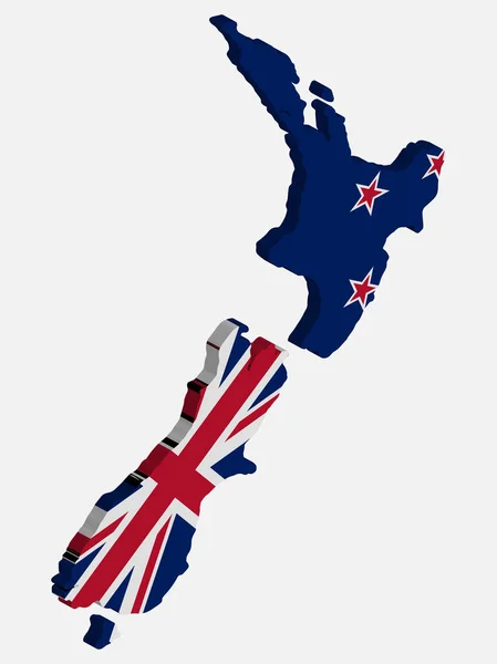 3Dニュージーランド地図旗ベクトル図Eps 10 — ストックベクタ