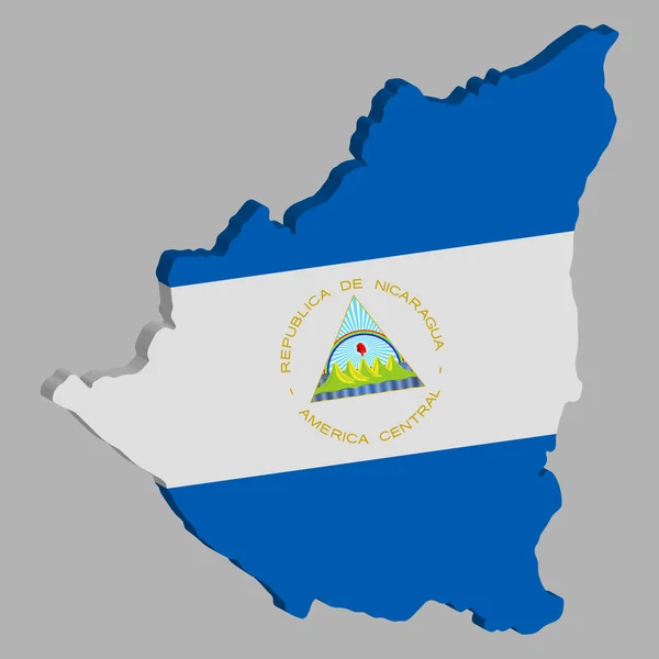 3D Nicaragua Mapa Bandera Vector ilustración Eps 10 — Archivo Imágenes Vectoriales