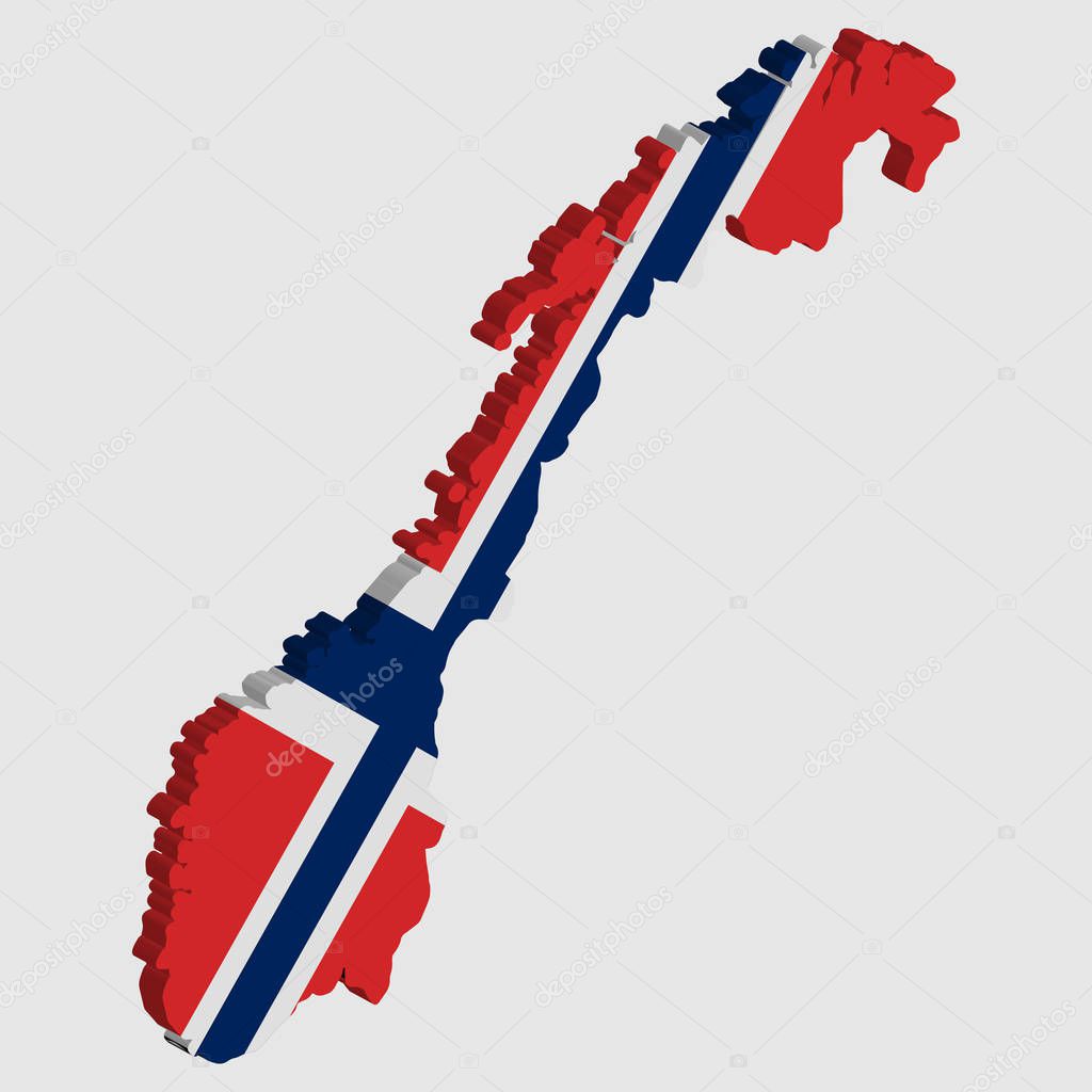 3D Norway Map Flag Vector illustration Eps 10