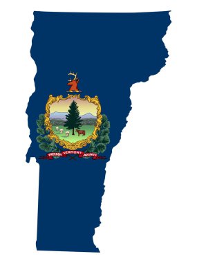 ABD 'nin Vermont Eyaleti Bayrak Haritası Vektör illüstrasyonu Eps 10.