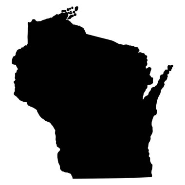 ABD eyaleti Wisconsin Harita Siluet Vektör illüstrasyon Eps 10