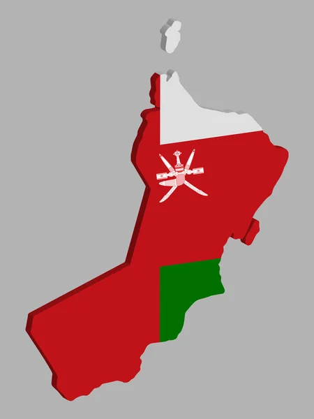 3D Oman map 플래그 벡터 일러스트 EPS 10 — 스톡 벡터