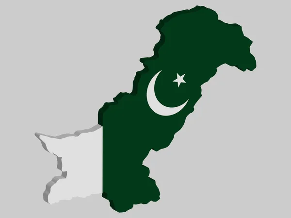 Bandera de Pakistán Mapa Vector Ilustración 3D Eps 10 — Archivo Imágenes Vectoriales