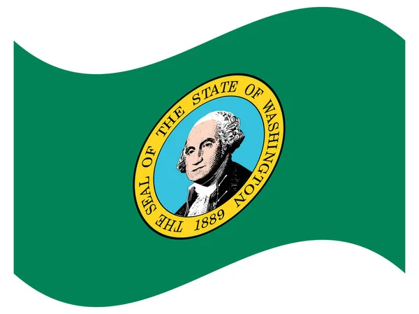 Washington EUA Estado Bandeira Ondulação Vetor Ilustração —  Vetores de Stock