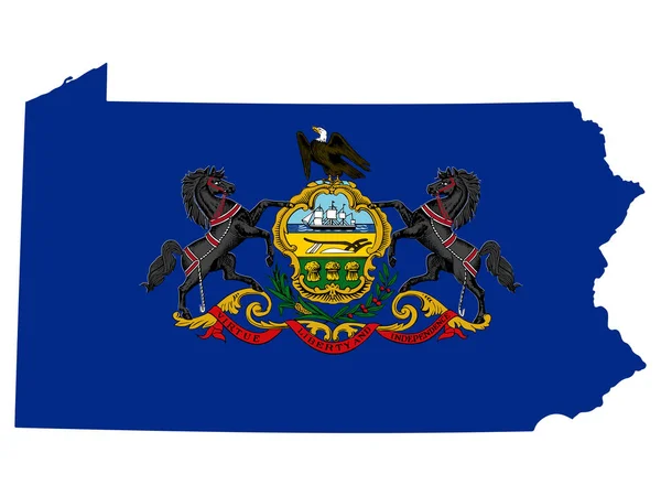 Amerikai Egyesült Államok Állam Pennsylvania Térkép Flag Vector illustration Eps 10 — Stock Vector