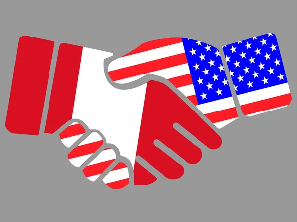 ペルーとアメリカの国旗握手ベクトル — ストックベクタ