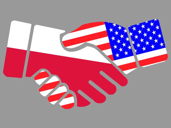 Polen en Usa vlaggen Handdruk vector — Stockvector