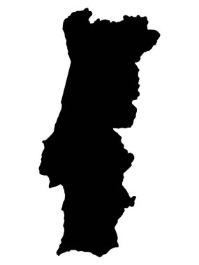 Portekiz Haritası Siyah Silüet Vektör illüstrasyonu Eps 10