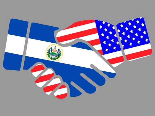 El Salvador and USA flags Handshake vector — ストックベクタ