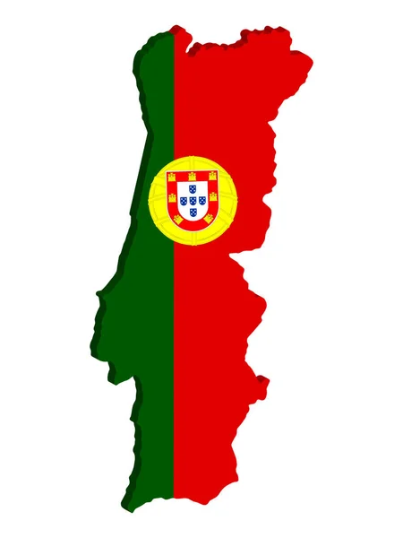 포르투갈 지도 플래그 3D 벡터 일러스트 EPS 10 — 스톡 벡터