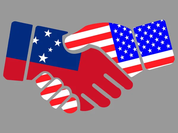 サモアとアメリカの旗握手ベクトル — ストックベクタ