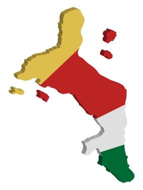 Seyşeller Harita Bayrak Vektörü 3d illüstrasyon Eps 10