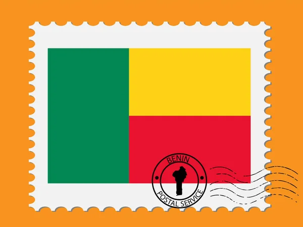 Benin Bandera Postage Sello Vector ilustración Eps 10 — Archivo Imágenes Vectoriales