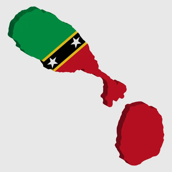 Carte de Saint-Kitts-et-Nevis vecteur de drapeau 3D  . — Image vectorielle