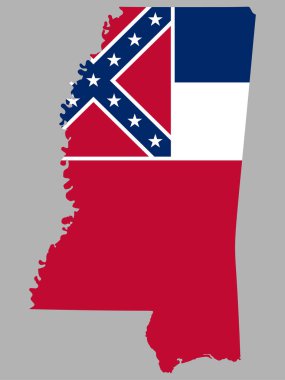 Amerika Birleşik Devletleri Vektör Harita Bayrağı Mississippi Eyaleti