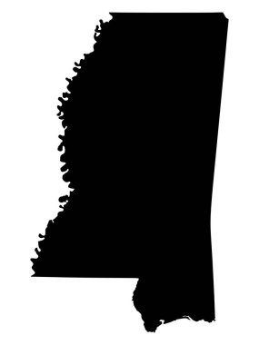 Vector Map Silhouette of the United States of America State Mississippi clipart