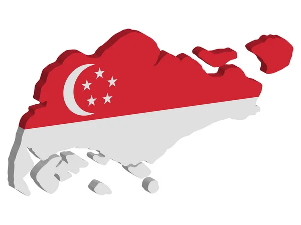 Singapore karta flagga vektor 3d illustration Eps 10 — Stock vektor