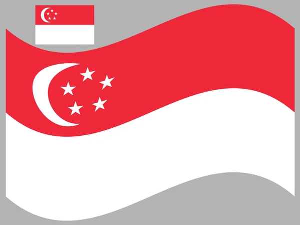 Ola Singapur Bandera Vector ilustración Eps 10 — Archivo Imágenes Vectoriales