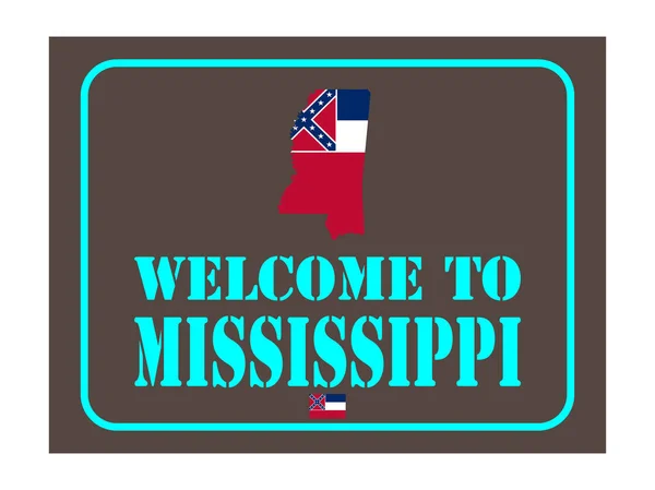 Üdvözöljük Mississippi jel zászló térkép Vektor illusztráció Eps 10 — Stock Vector