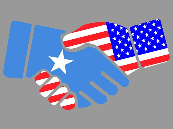 ソマリアとアメリカの国旗握手ベクトル — ストックベクタ