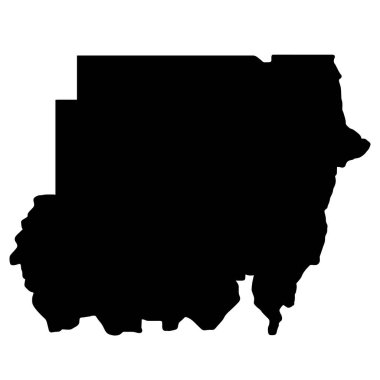 Sudan Haritası Siyah Silüet Vektör illüstrasyonuName