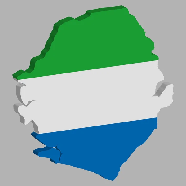 Sierra Leone Kaart vlag Vector 3d Vector illustratie eps 10 — Stockvector