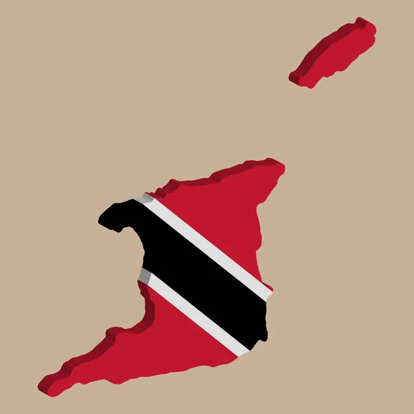 Trinidad e Tobago Mappa flag Vector 3D — Vettoriale Stock