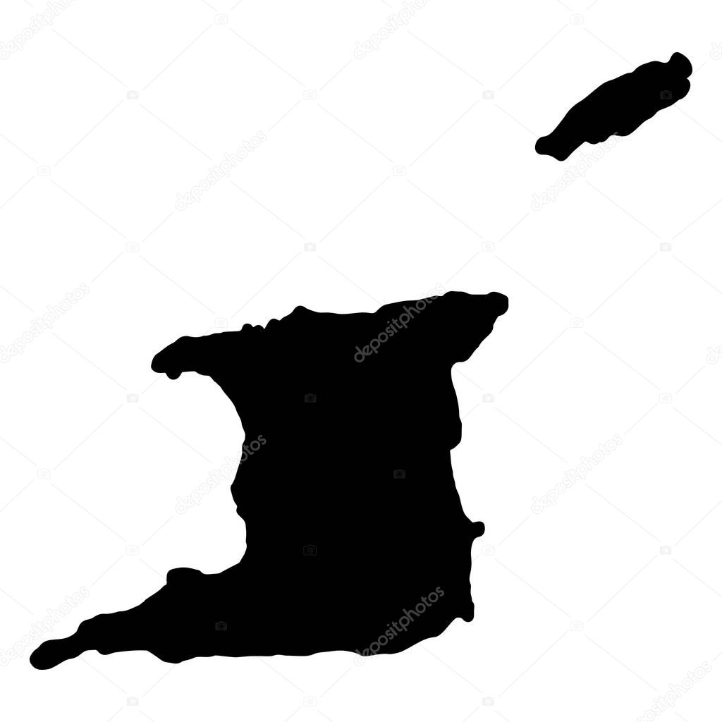 Trinidad and Tobago Map Black Silhouette, Vector
