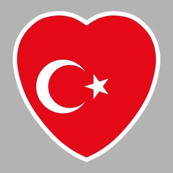Drapeau de la Turquie en forme de coeur Illustration vectorielle eps 10 — Image vectorielle