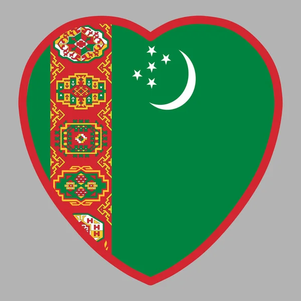 Turkmenistan Bandiera a forma di cuore Illustrazione vettoriale eps 10 — Vettoriale Stock