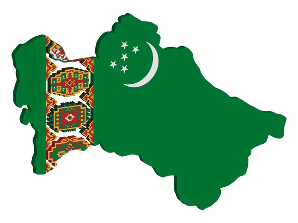 Turkmenistan Mapa flaga Vector 3d ilustracja eps 10 — Wektor stockowy