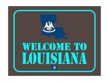 Bayrak Haritası Vektör illüstrasyonlu Louisiana tabelasına hoş geldiniz.