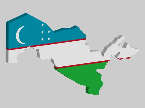 Uzbekistán Mapa bandera Vector 3D ilustración eps 10 — Vector de stock