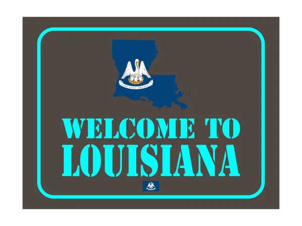Welcome to Louisiana sign with flag map Vector illustration Eps 10 — Stock Vector