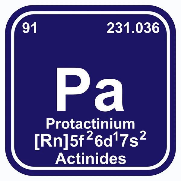 Protactinium Tabla periódica de los elementos Vector ilustración eps 10 — Vector de stock